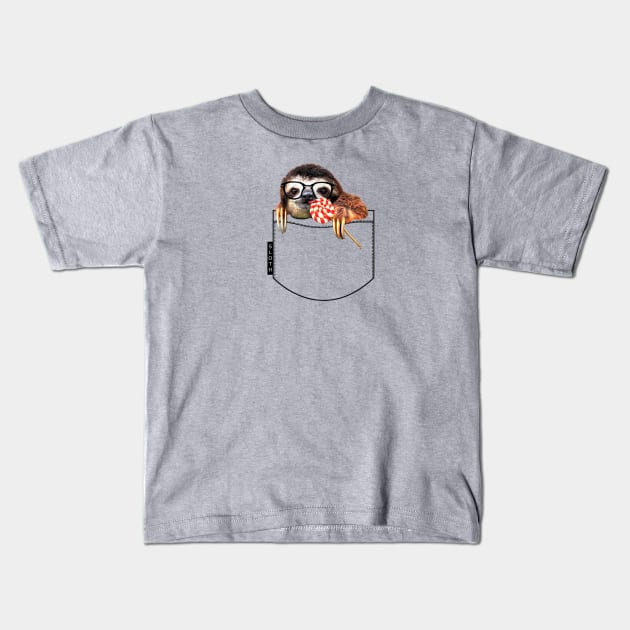 Sweet Sloth in your pocket Kids T-Shirt by Collagedream